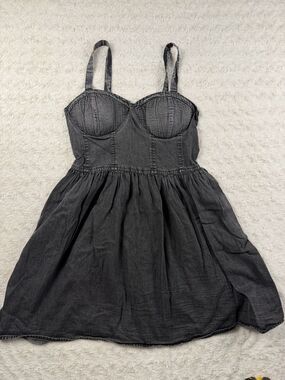 B•O•G Collective Gray Cotton Sweetheart Neck Sleeveless Sundress Women's L